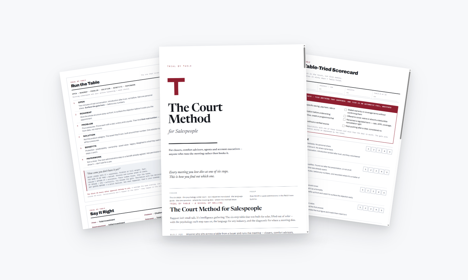 The manual, the field card and the Table-Tried scorecard